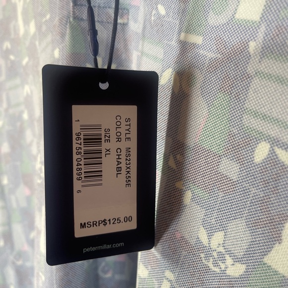 Peter Millar Crown Crafted Patterned Polo Shirt XL Blue Chabl NWT - Picture 3 of 6